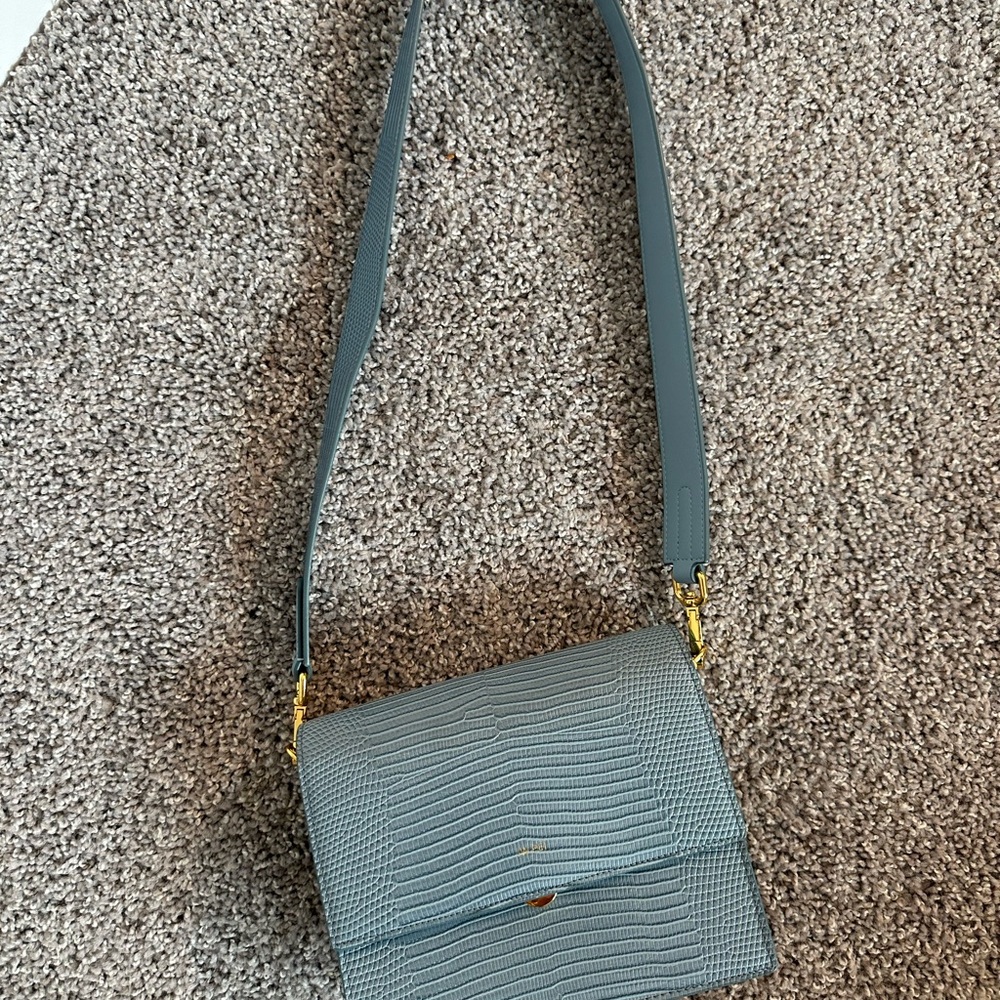 JW PEI Blue Crossbody Bag with Textured Design